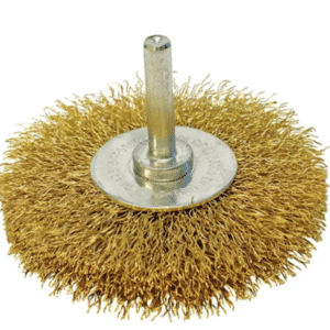 ITM CRIMP WIRE WHEEL BRUSH BRASS HIGH SPEED 75MM X 18MM, 1/4" ROUND SHANK