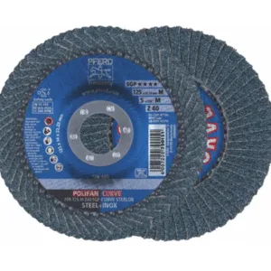 PFERD 125mm 40-Grit Zirconia Curved Flap Disc - POLIFAN CURVE STEELOX