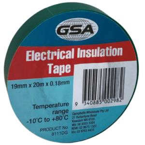 GSA ELECTRICAL TAPE GREEN 0.18MM - 19MM X 20M