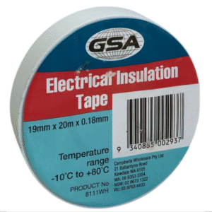 GSA ELECTRICAL TAPE WHITE 0.18MM - 19MM X 20M