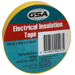 GSA ELECTRICAL TAPE YELLOW 0.18MM - 19MM X 20M